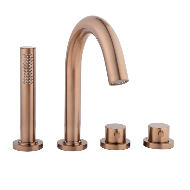 Wiesbaden Caral Badrand Afbouwset Thermostatisch – 4-gats Geborsteld Brons Koper